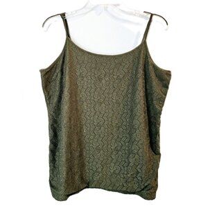 LOFT Olive Green Lace-Front Cami – Size XL